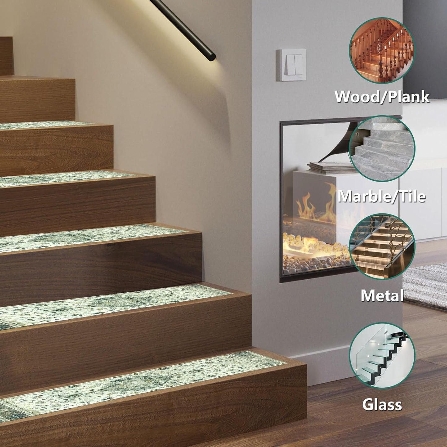 Stair Treads for Wooden Steps, Non Slip Stair Treads Carpet Indoor Residue Free Peel and Stick Washable Stair Covers, Safe for Dogs Kids Elders, Moroccan Beige, 8x30 inch, 4 Pack