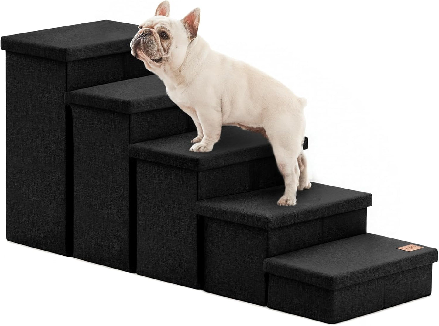 Love's cabin Dog Stairs with Storage 13" H, Foldable Pet Stairs for Small Medium or Large Dogs, Cat Puppy Steps Ramp with Zip up to 150 lbs, Solid Grey, 2 Steps