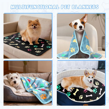 YUEPET Waterproof Dog Blankets, 2 Pack Washable Dog Blankets for Bed Couch Sofa Protector Fleece Flannel Puppy Blanket Soft Plush Reversible Throw Blanket for Small Dogs Puppy Cat 23"×16"(Purple+Pink)