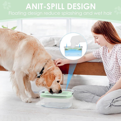 AONKEY 3L Dog Water Bowl No Spill, 101oz Large Spill Proof Dog Bowl Reduce Refill, Anti Splash No Mess Dispenser Dripless Slow Drinking Water Bowl for Sloppy Messy Drinkers (Gray)