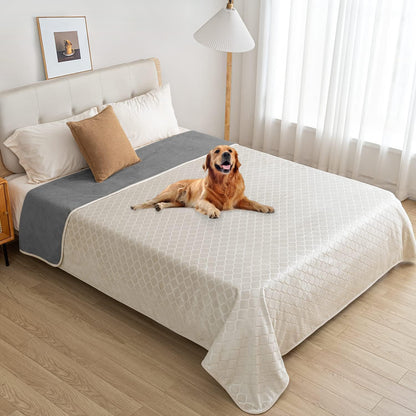 fuguitex Waterproof Dog Blanket Bed Cover Dog Crystal Velvet Moroccan Fuzzy Cozy Plush Pet Blanket Throw Blanket for Couch Sofa(40 * 60 inch, Cream+Beige)