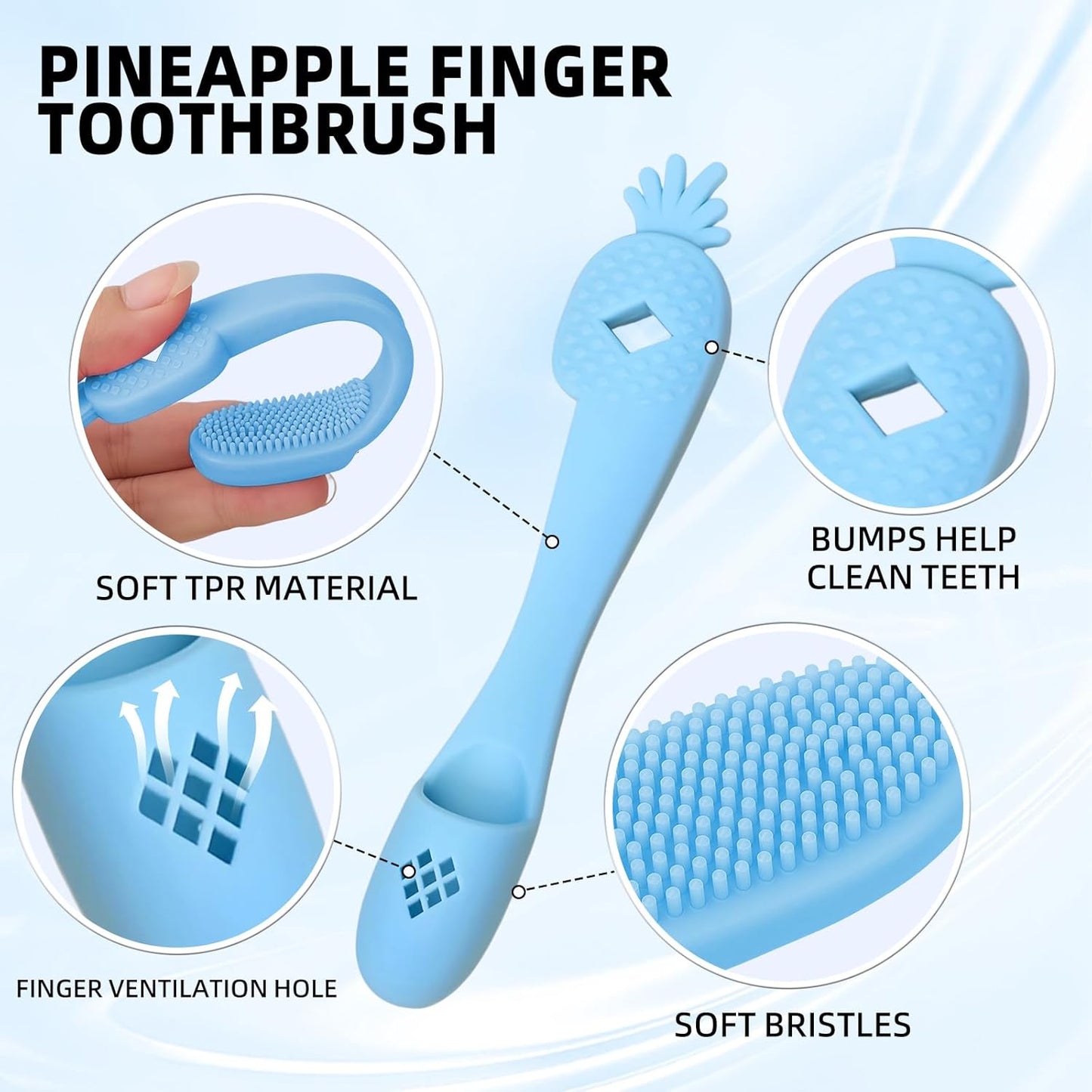 Yellow Pineapple-Shaped Dog Finger Toothbrush Soft TPR Anti-Slip Dog Finger Toothbrush Cover Cat Fingerbrush Tooth Cleaning Tool Pet Dental Care Toothbrush for Dogs and Cats 5.98in/15.2cm