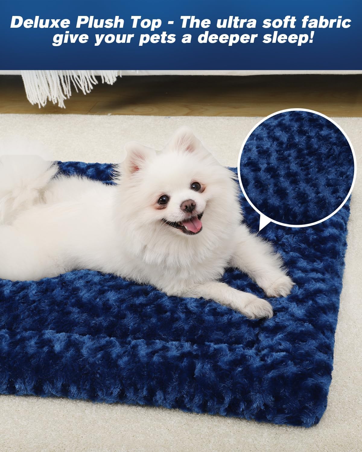 Washable Dog Bed Mat Ultra Soft Dog Crate Pad Comfy Fluffy Pet Kennel Beds Sleeping Mattress for Large Jumbo Medium Small Dogs, 36 x 23 Inch, Gray