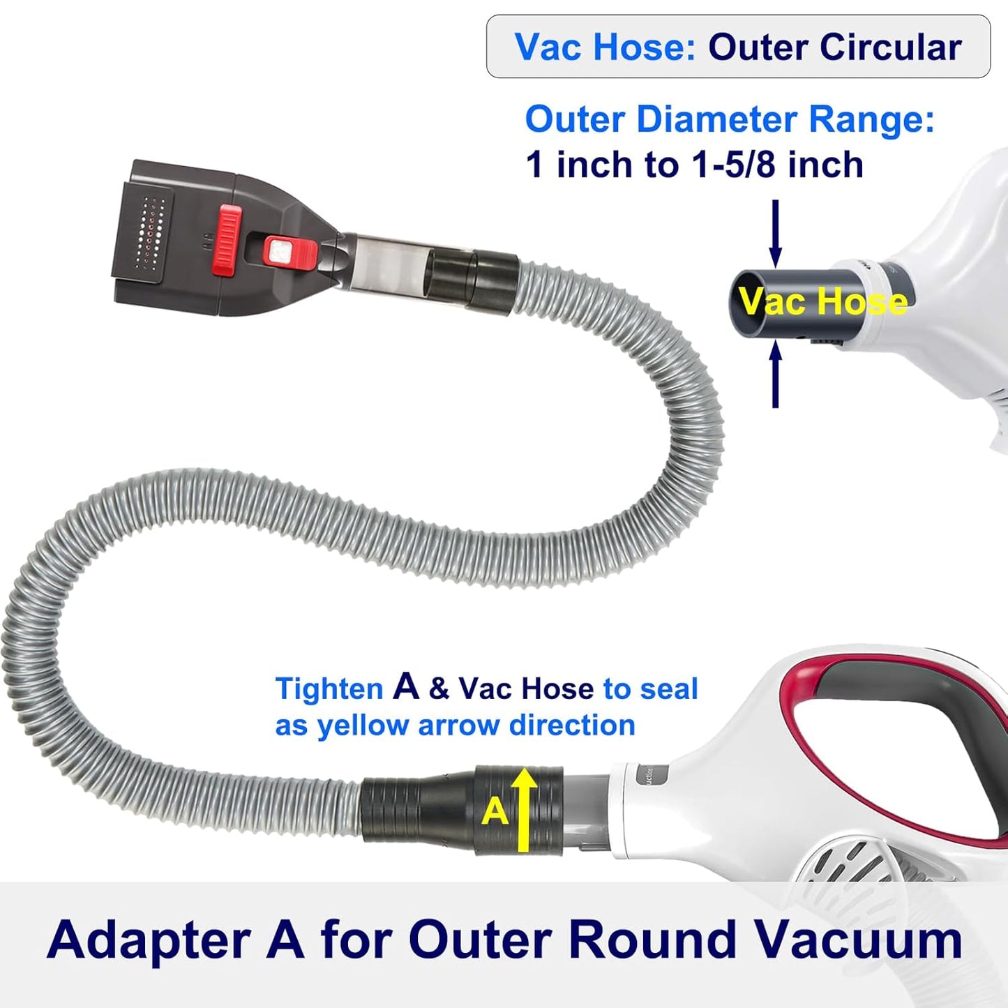 Dog Brush Vacuum Attachment with 1"-1.75" Universal Adapters for Vacuum Cleaners, Pet Hair Shedding Grooming Tool Kit with Long Extension Hose