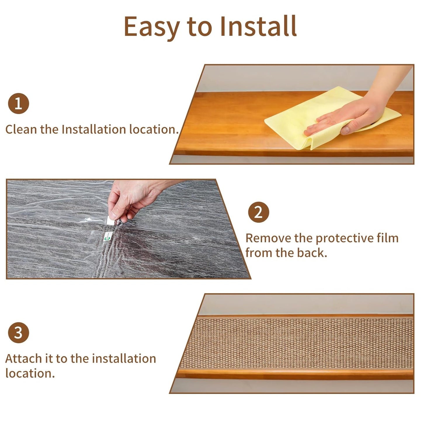 Carpet Stairs Runner for Wood Stairs, 8"x 30",Reusable Washable Self-Stick Stair Treads, for Indoor Steps, Non Slip for Kids Elders and Pets Stair Mats Residue Free, Grey 15-Pack