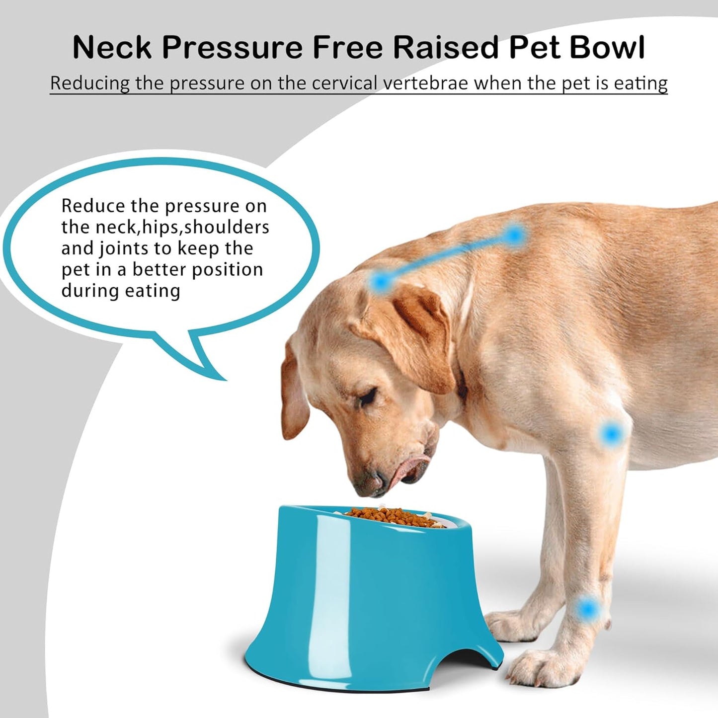 Tilted Elevated Dog Bowls Non-Slip & Non-Spill Pet Feeder with Elevated Detachable Melamine Stand, High Capacity Tilted Dog Bowl for Medium Small Size Dogs M/2 Cup Black