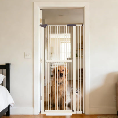 Lumizone Extra Tall Cat Gate 61.02" High Pressure Mounted Extra Wide 30.12"-34.05" (17Sizes) 1.37" Gap No Drilling Auto-Close Tall Pet Gate for Dogs (Black, 30.12"-34.05" W)