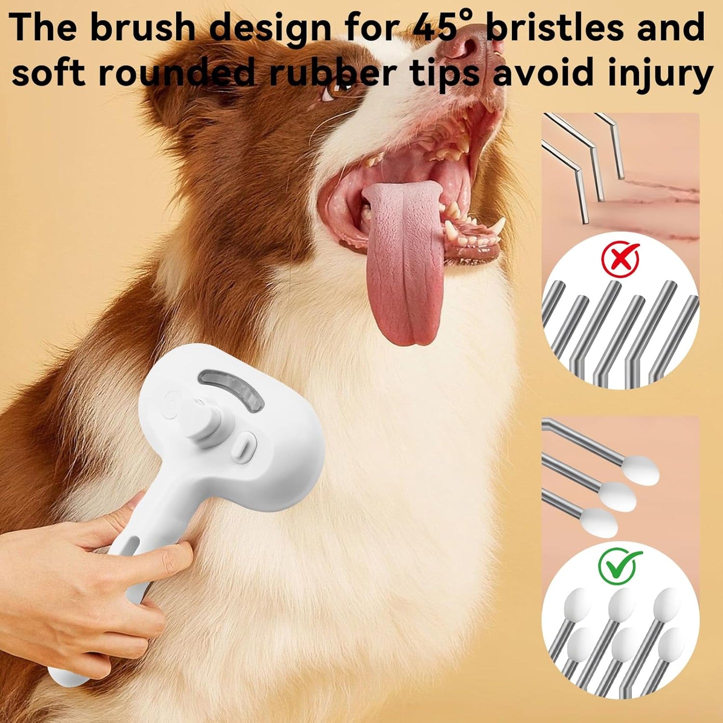 Pet Steam Brush for Dog Cat Haired Brush for Long Short Coats Shedding Fresh fur Shower Brushes Pet Spray Slicker Comb Grooming Rechargeable with Water Cleaning