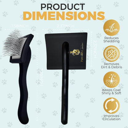 PawsltlveShine Dog Slicker Brush - Easy Grooming Brush for Poodles, Goldendoodles, Golden Retrievers - Dog Brush for long haired dogs - Effortless Grooming, Dematting, Deshedding - Black, Large