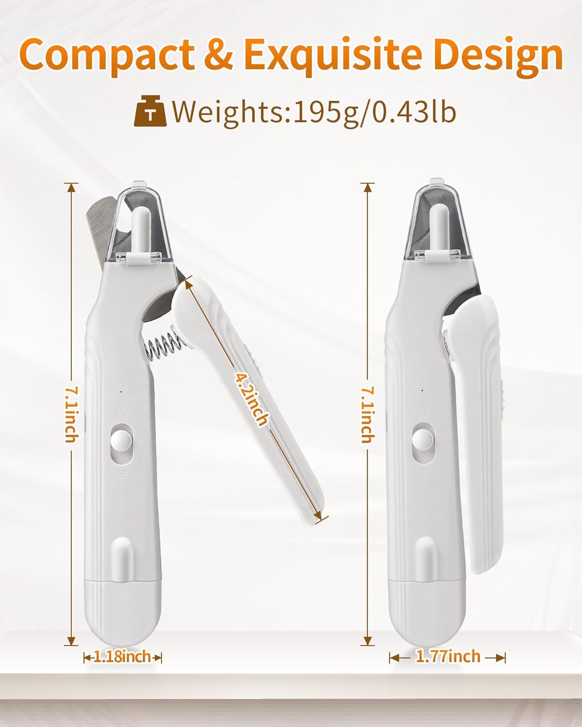 2-in-1 Cat Nail Clippers & Grinder with Light, Quiet Electric Dog Nail Trimmer with Safety Guard & Quick Sensor Prevent Overcutting, USB Rechargeable for Small Medium Large Pets