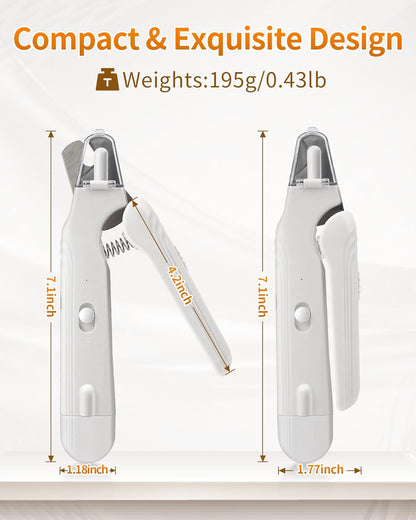 2-in-1 Cat Nail Clippers & Grinder with Light, Quiet Electric Dog Nail Trimmer with Safety Guard & Quick Sensor Prevent Overcutting, USB Rechargeable for Small Medium Large Pets