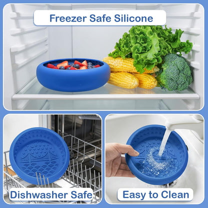 Dog Lick Bowl, BPA Free Silicone Slow Feeder Licking Mat with Strong Suction for Dog, Non-Slip Freeze Licking Bowl for Anxiety Relief & Boredom, Dishwasher(Blue, Large)