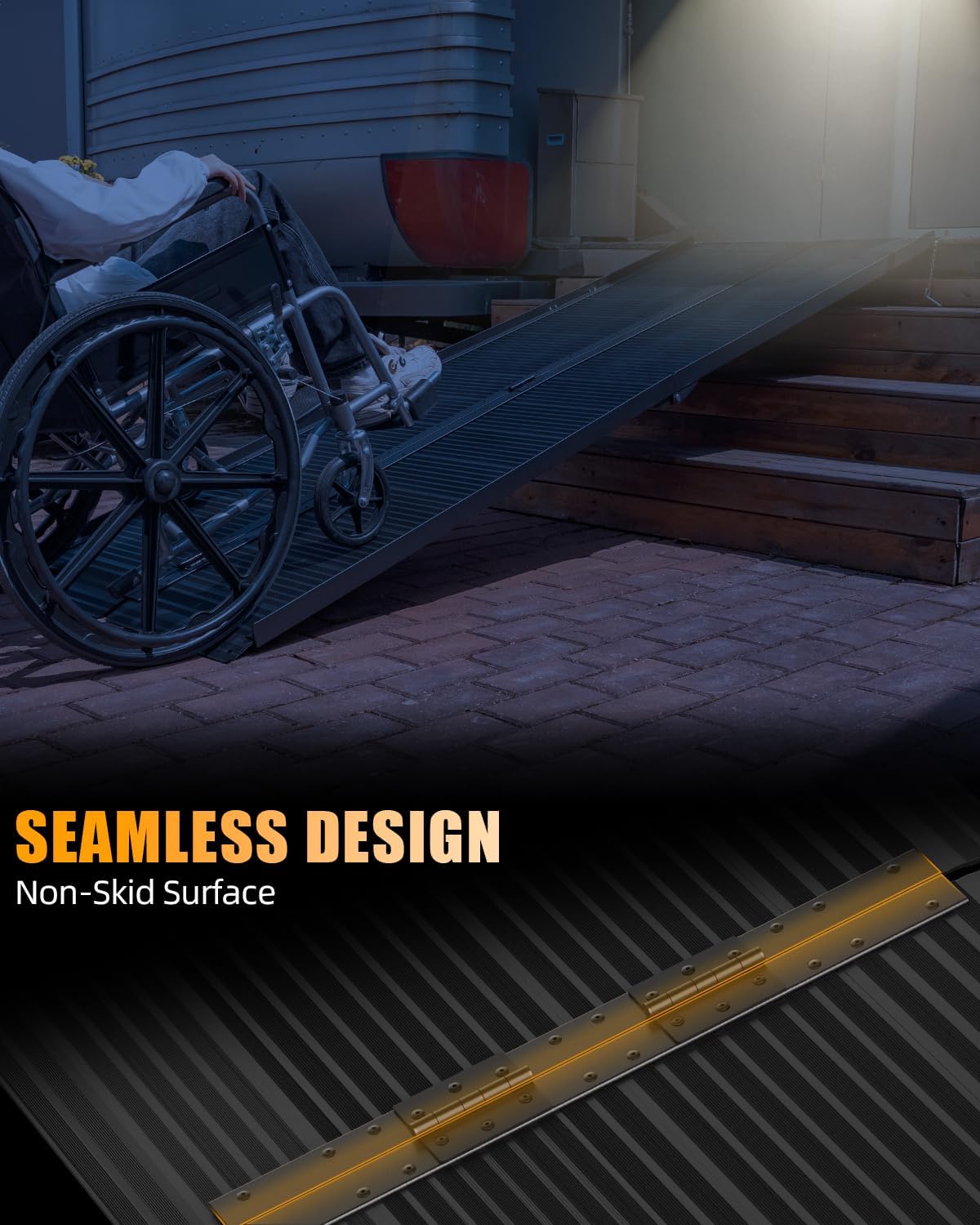 VNN Portable Wheelchair Ramp 4FT, Non-Slip Aluminum Ramps for Wheelchairs for Home, Handicap Wheelchair Ramps for Home Steps, Aluminum Loading Dock Plates, Doorways, Black