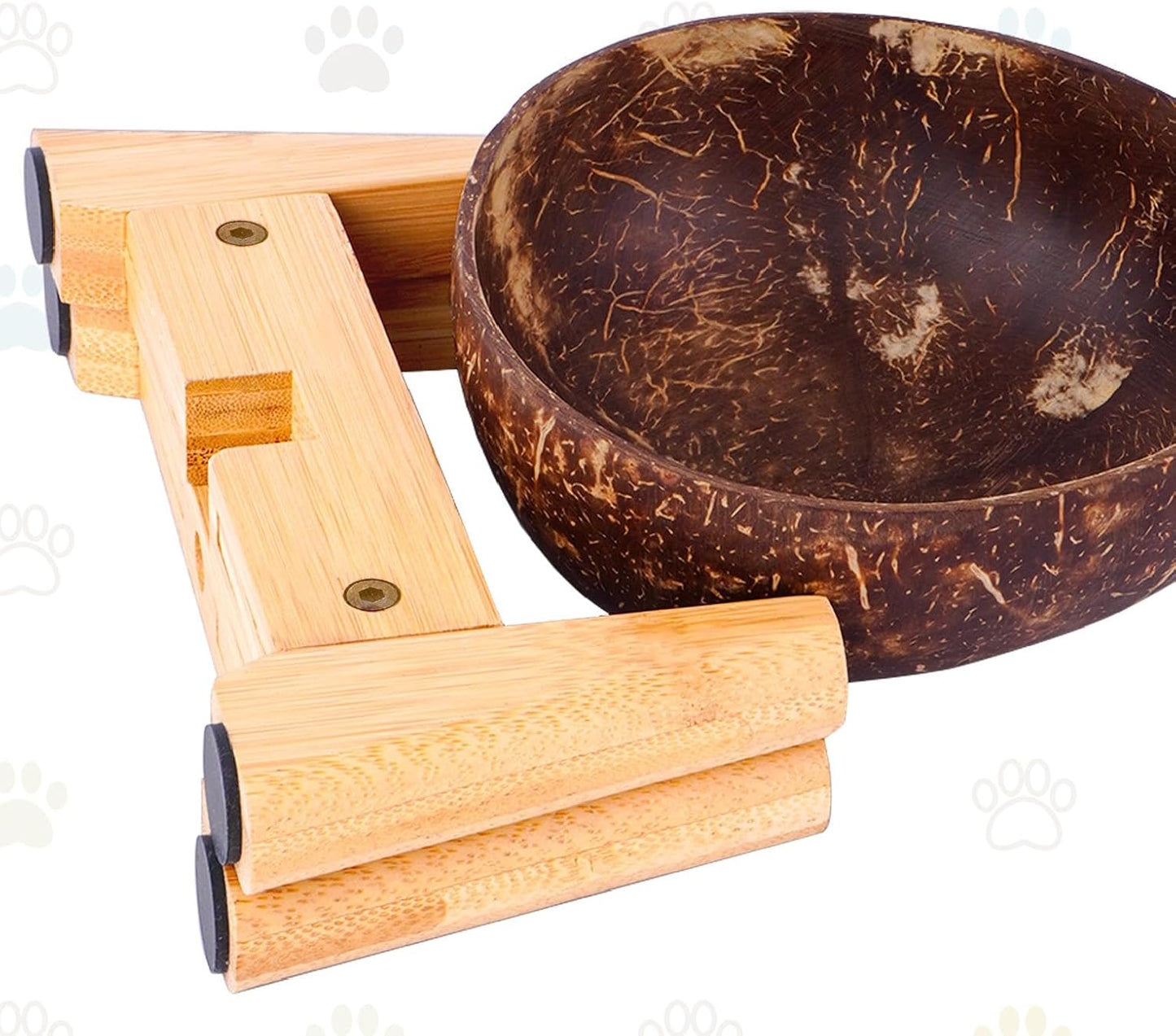 Elevated Slow Feeder Dog Bowls Large Breed - (12-inch-high) - Raised Bowl with Anti-Choking Insert - Stainless Metal and Bamboo