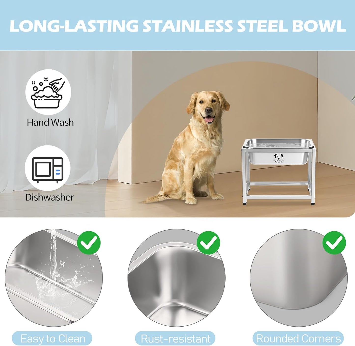 Stainless Steel Dog Bowls for Large Dogs, High Capacity Metal Dog Food Bowls, Food and Water Bowl for Larges, X-Large, and Big Dogs 1.25 Gallons