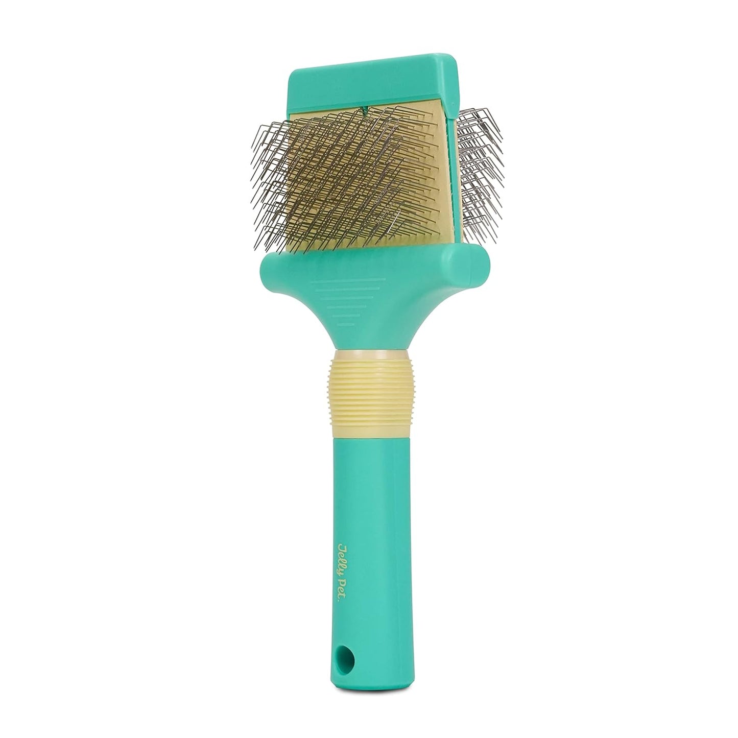 Jelly Pet Double Sided Slicker Brush, Longer Pin, Flexible Head, Fine/Coarse Sides, Removes Unwanted Tangles, Made in USA, Large, Teal
