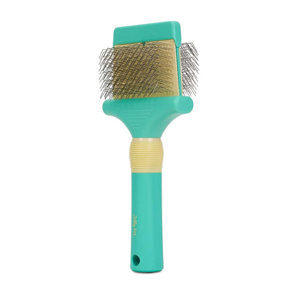Jelly Pet Double Sided Slicker Brush, Longer Pin, Flexible Head, Fine/Coarse Sides, Removes Unwanted Tangles, Made in USA, Large, Teal