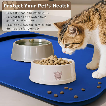 Smilool Silicone Pet Food Mat with Raised Edge for Food and Water Bowl, Dog Feeding Mats, Cat Food Trays for Floor Waterproof, Rubber Tray for Dogs and Cats, 19 x 12 x 0.7 Dark Brown