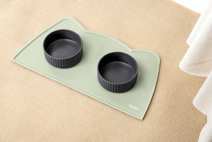 OHMO - Cat Food Mat, Silicone Pet Feeding Mat for Floor Non-Skid Waterproof Dog Water Bowl Tray, Easy to Clean Pet Placemat (Erythrinus, 18 * 9.8'')