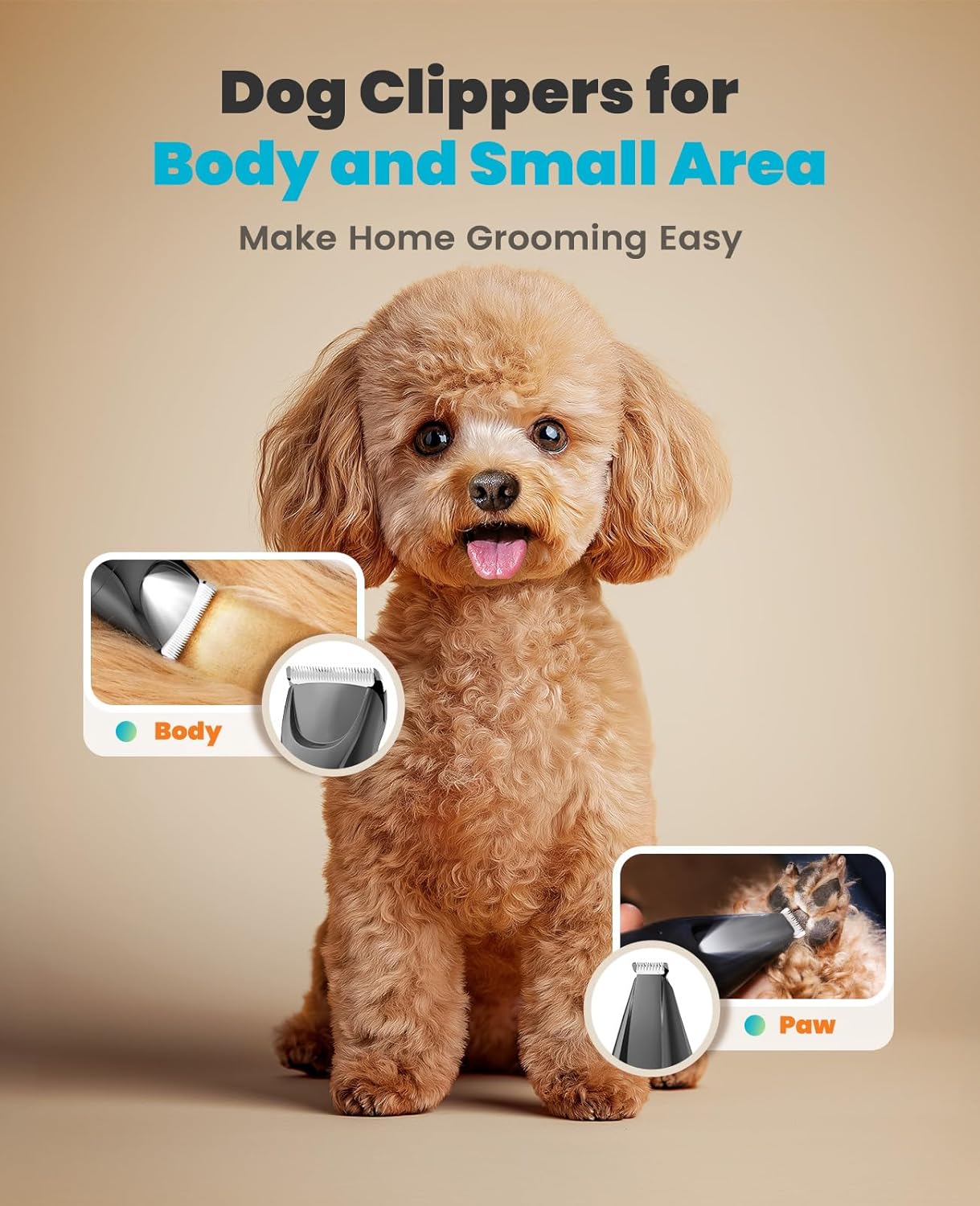 oneisall Professional Dog Grooming Kit at Home: All-in-One Quiet Clippers & Nail Grinder with LED Light, 2000mAh Cordless Dog Shaver, Safe Poodle Grooming Kit for Paws, Face, Ears & Body