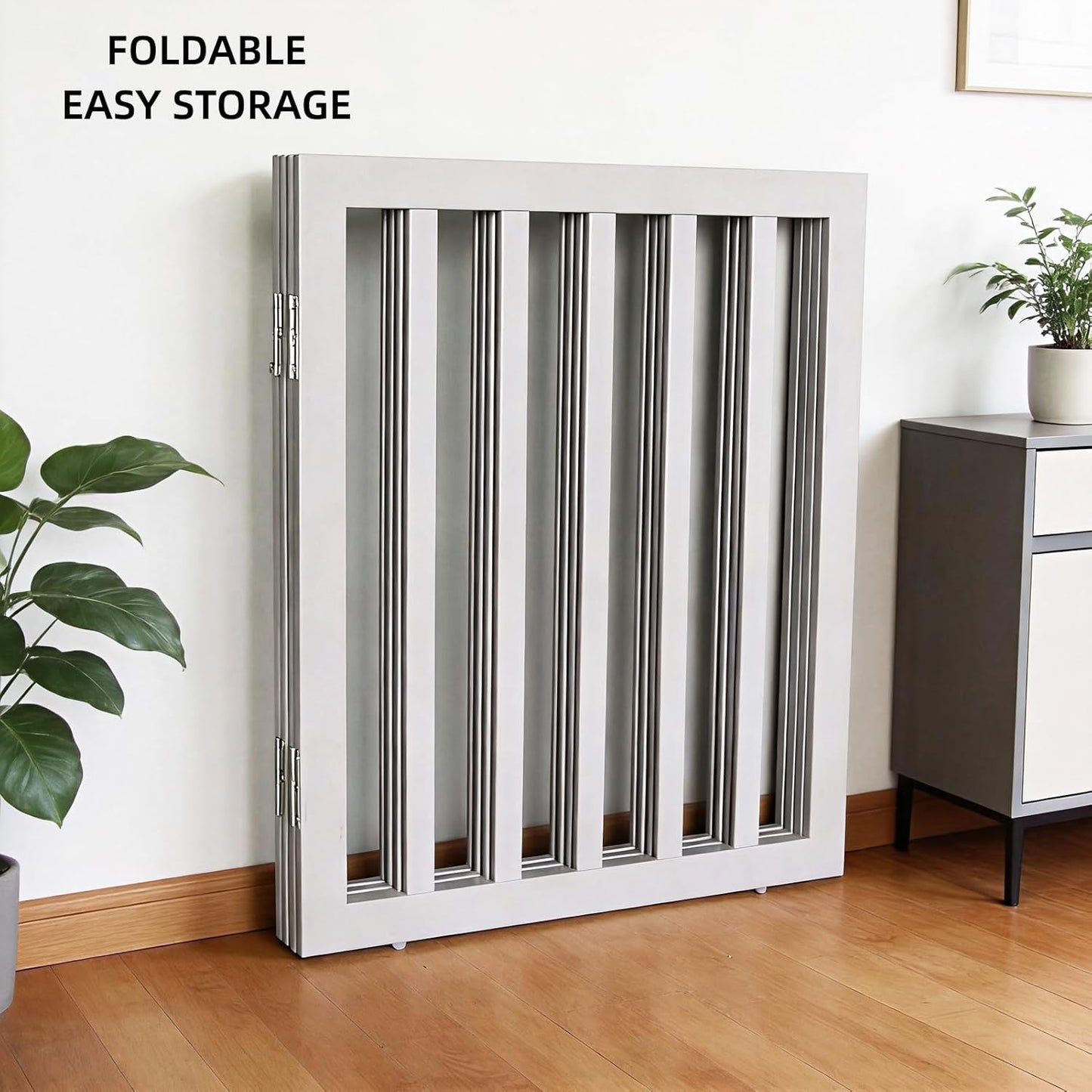 Dog Gate Indoor, Freestanding Dog Fence for The House, Doorways, Hallways,or Stairs,Pet Gate Foldable Wooden,Expandable 24" Height 3 Panels,White