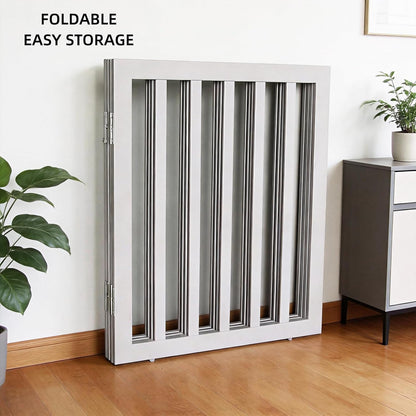 Dog Gate Indoor, Freestanding Dog Fence for The House, Doorways, Hallways,or Stairs,Pet Gate Foldable Wooden,Expandable 24" Height 3 Panels,White
