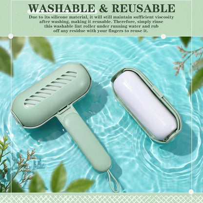 Sliner 2 Pack Reusable Lint Roller for Pet Hair New Silicone Washable Sticky Roller Portable Lint Remover Extra Sticky Cleaner Cat Dog Hair Remover for Pet Clothes Sofa (White)