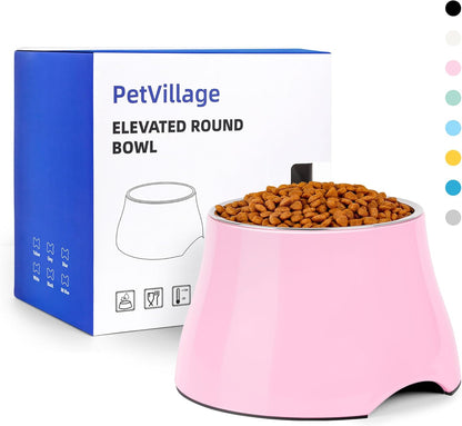 Dog Bowls,Cone Friendly Non Slip Single Dog Bowl with Stainless Steel Inner, Raised Bowls for Small Dogs Spaniel Dogs Long Ear, High Capacity, M/2 Cup Pink