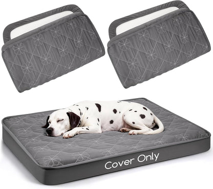 Waterproof Dog Bed Cover Replacement Washable 2 Pack, Soft & Noiseless Quilted Fitted Sheet with Elastic Band, Easy to Clean Dog Bed Sheets Pet Bed Liner for Dog/Cat - 36x27 Inch, Grey, Cover Only