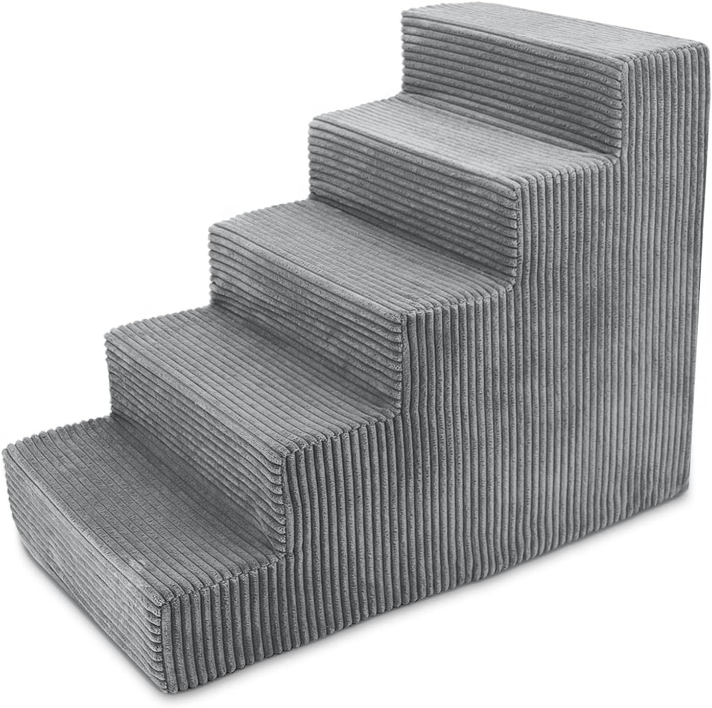 Best Pet Supplies Dog Stairs & Steps - Foam Steps for Small Dogs & Cats, Non-Slip Indoor Balanced Pet Step Support, Dog Ramp, No Assembly, Ash Gray Linen, 2-Step (12-inch Height)