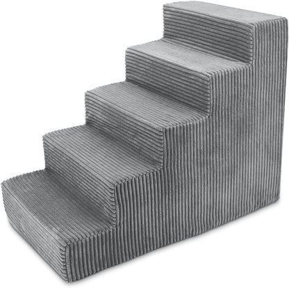Best Pet Supplies Dog Stairs & Steps - Foam Steps for Small Dogs & Cats, Non-Slip Indoor Balanced Pet Step Support, Dog Ramp, No Assembly, Ash Gray Linen, 2-Step (12-inch Height)
