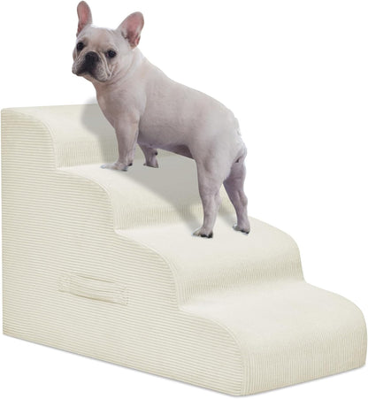 Mesa Lemon Dog Stairs & Steps for High Beds, 3 Steps High Density Foam Waterproof Dog Ramp for Small Dogs and Cats, Pet Stairs with Removable Washable Cover for Bed, Couch, Sofa and Car (H:16")