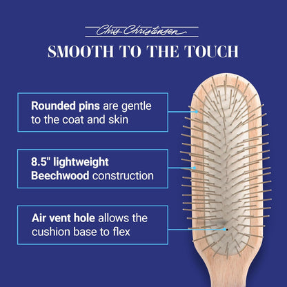 Chris Christensen 20 mm Oblong Pin Dog Brush, Original Series, Groom Like a Professional, Stainless Steel Pins, Lightweight Beech Wood Body, Ground and Polished Tips