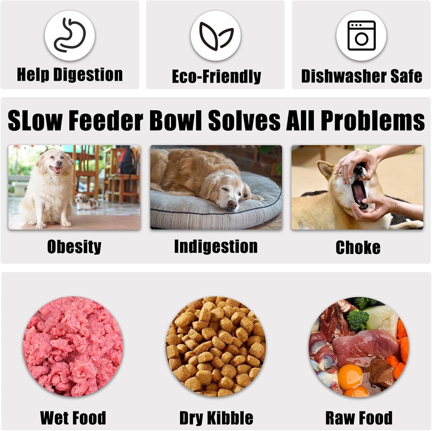 Slow Feeder Dog Bowls Small Breed, Dog Food Bowl Small Anti-Choking Bloat Stop Puzzle Healthy Eating Bowl (Blue, 1 Cup)