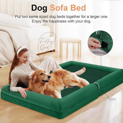 Large Dog Bed Orthopedic Washable: Beds Bolster XL Bed Large Big Dogs Memory Foam Couch Sofa Waterproof with Removable Cover