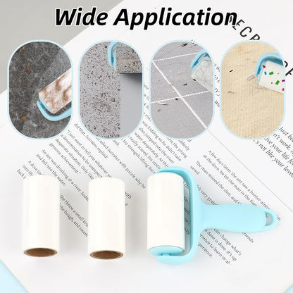 Blue Mini Lint Roller Travel Size,Reusable Lint Brush,Dog Cat Hair Remover with Ergonomic Handle and 3 Refills (90 Sheets)