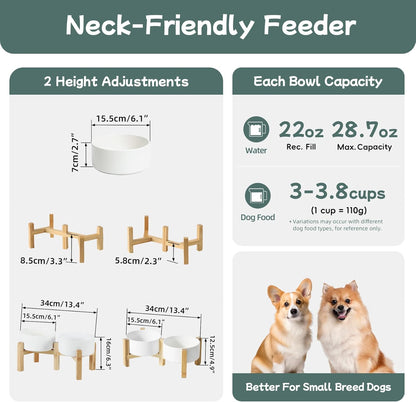 Havniva 8.3” Dog Bowls Elevated Ceramic Dog Food and Water Bowl, Raised Dog Water Bowl with Stand Non-Slip Rubber Base Large Capacity Feeding Pet Food Bowl for Large Dogs