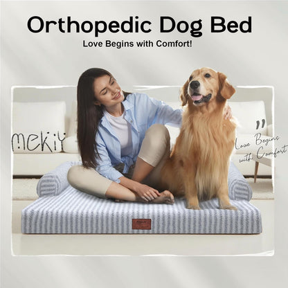 Large Dog Bed Orthopedic Washable - Beds Bolster - Medium XL XLarge Big Dogs - Memory Foam Couch Sofa - Waterproof with Removable Cover