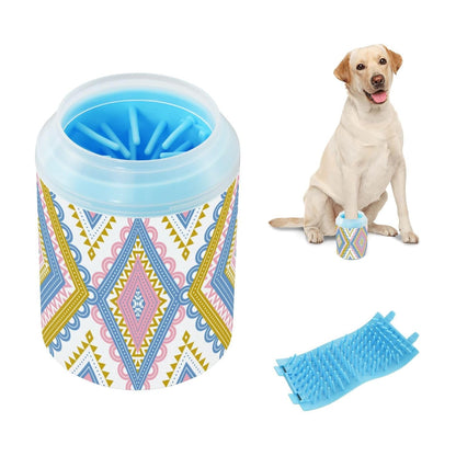 Dog Paw Cleaner Cups for Dogs Pet Foot Washer Paw Scrubber for Medium Small Dogs Cats Cleaning Cup Cute Yellow Fiesta Guitars Cacti and Ethnic Birds