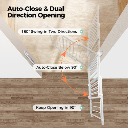 COMOMY 27.5-43" Baby Gate No Bottom Bar for Stairs and Doorways, 2-in-1 Auto Close Dog Gate Indoor for the House, Hardware Mounted Pet Gate with Large Walk Thru Door, Child Safety Gate for Dogs, Black