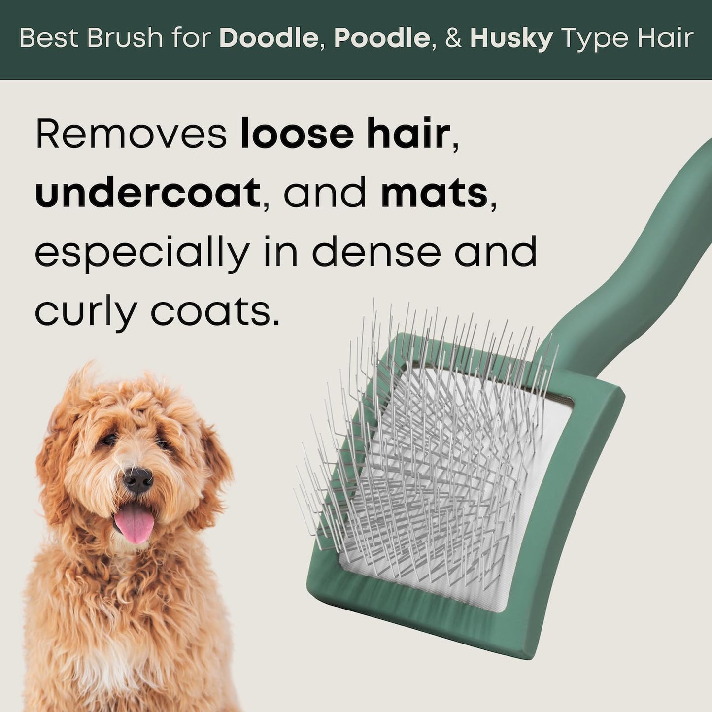 Freshly Bailey Doodle Brush for Goldendoodle, Poodle, and Labradoodle Coats - Best Slicker for Dogs With Wavy & Curly Hair - Detangle & Fluff Like a Pro - Grooming Must Haves (Large)