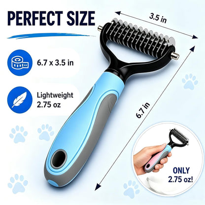 Vivanchor Pet Pro, Dual-Sided Pet Dematting Comb for Dogs & Cats, Grooming Comb for Dogs, Pet Deshedding Brush, Brush Micro Scratching For Removing Loose Hair, Mats, Tangles & Undercoat (Blue)