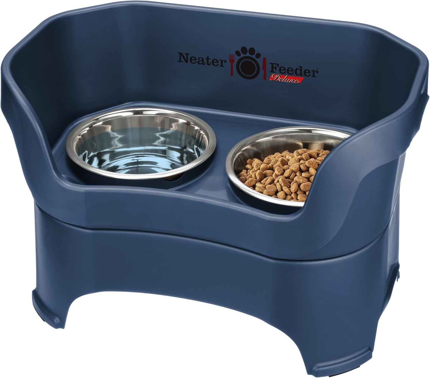 Neater Pet Brands Neater Feeder Deluxe Mess Proof Dog Bowls Elevated for Large Dogs Over 40 lbs, Made in USA, No Spill Raised Dog Food Bowl Stand Feeding Station, Food and Water Bowl Set, Black