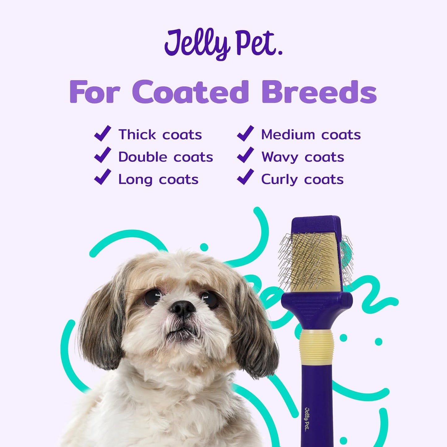 Jelly Pet Double Sided Dog Slicker Brush, Longer Pins, Flexible Head, Fine/Coarse Sides, Removes Unwanted Tangles, Medium, Pink