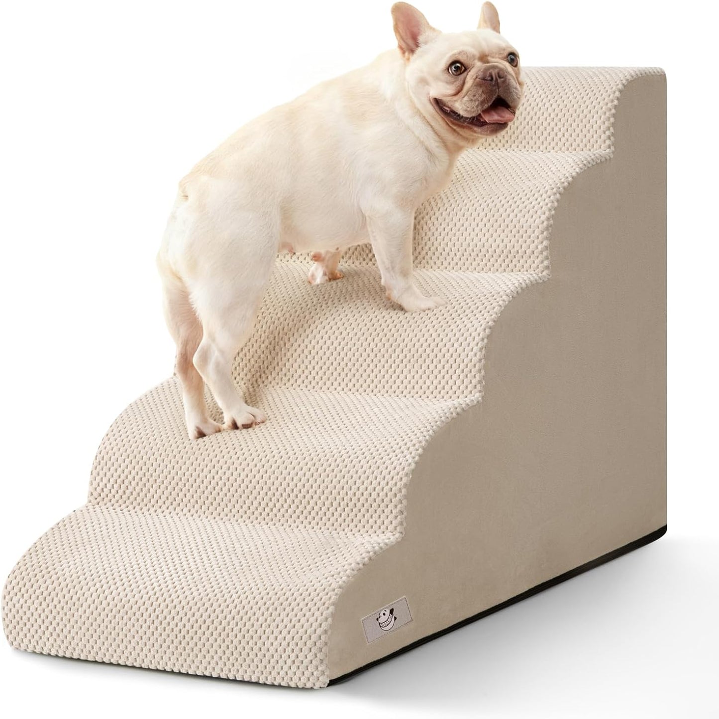 Airpanda Dog Stairs for Small Dogs and Cats – 3 Step Pet Ramp for Couch & Sofa, Non-Slip Dog Steps for Pets, Washable Cover, High-Density Support Foam for Easy Climbing,Beige