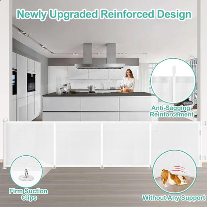 Upgrade 120 inch Retractable Baby Gates, EZIGO Extra Wide Baby Gate for Large Opening Extra Long Mesh Gate for Kids or Pet Dog Gate Child Safety Gate for Stairs Hallways Doorway Indoor Outdoor, Gray