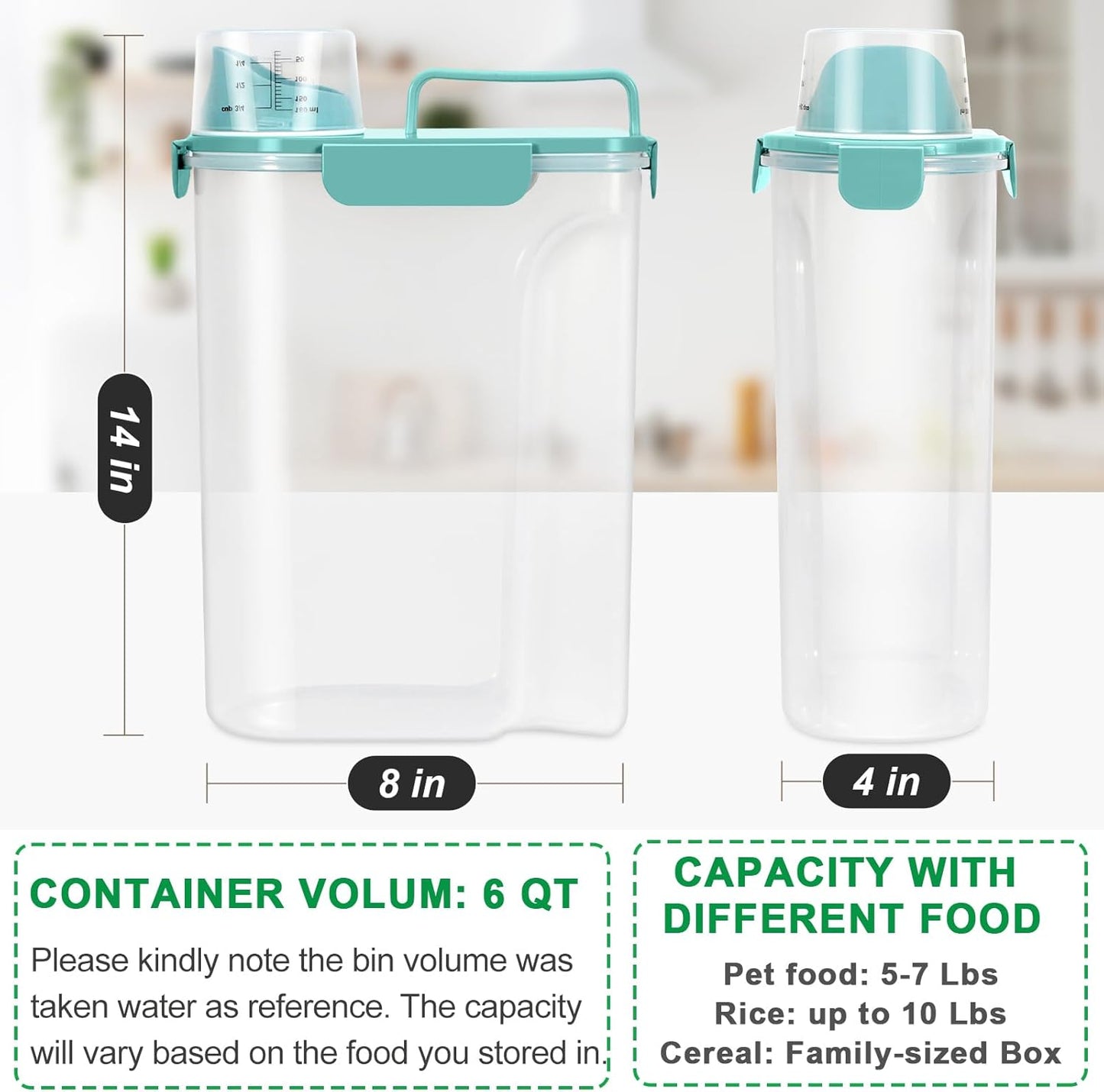 TBMax Dog Food Storage Container 5-7 lbs, Airtight Cat Food Container with Larger Spout & Measuring Cup, Portable Pet Food Storage Dispenser for Small Animal Kibble Storage, Bird Seed Container