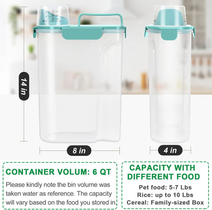 TBMax Dog Food Storage Container 5-7 lbs, Airtight Cat Food Container with Larger Spout & Measuring Cup, Portable Pet Food Storage Dispenser for Small Animal Kibble Storage, Bird Seed Container