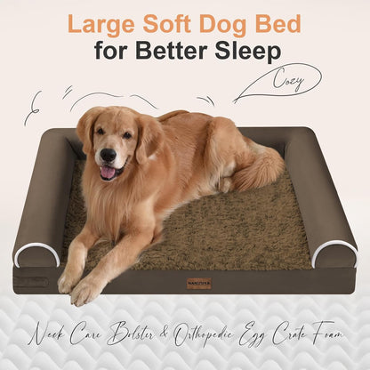 Large Dog Bed Orthopedic Washable: Beds Bolster XL Bed Large Big Dogs Memory Foam Couch Sofa Waterproof with Removable Cover