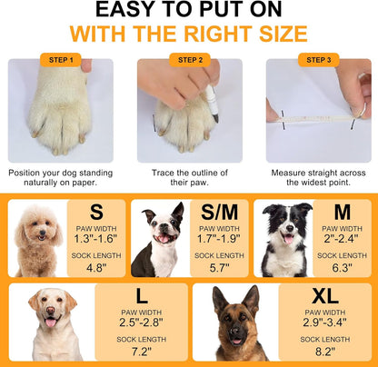 BEAUTYZOO Anti Slip Dog Socks to Prevent Licking Paws, Dog Shoes for Cold Winter Snow, Double Sides Dog Boots & Paw Protectors Booties for Hardwood Floors with Grippers Large Medium Small Senior Dogs